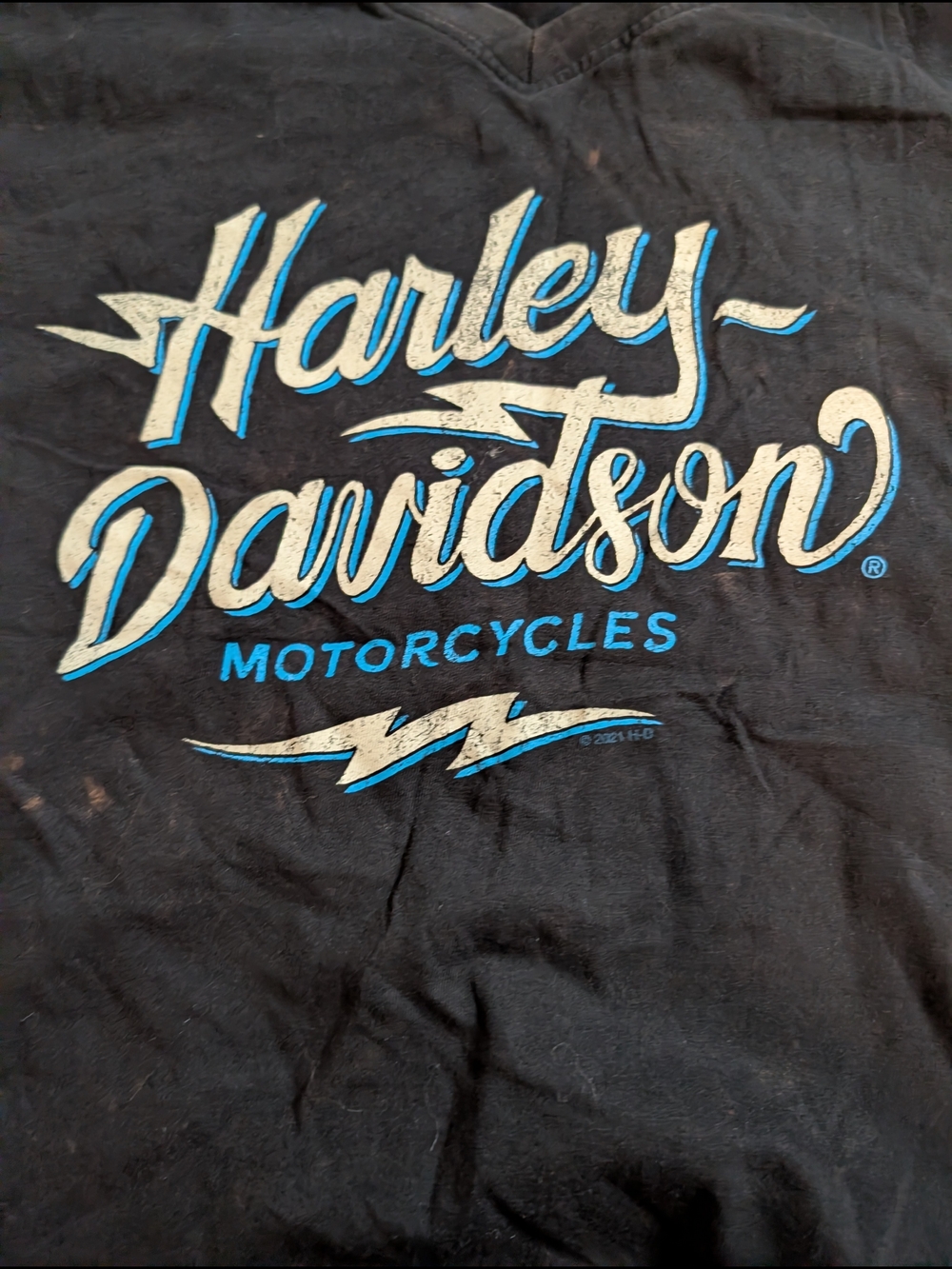 Harley-Davidson Black Graphic Tee with Blue & White Logo